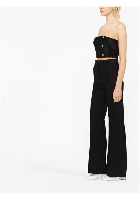 Black pinstripe crystal-embellished cropped top - women ALESSANDRA RICH | FAB3215F3803930